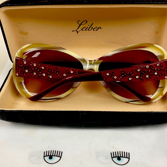 Judith Lieber61 MM Stunning Red Crystal Sunglasses Never Used main image 11
